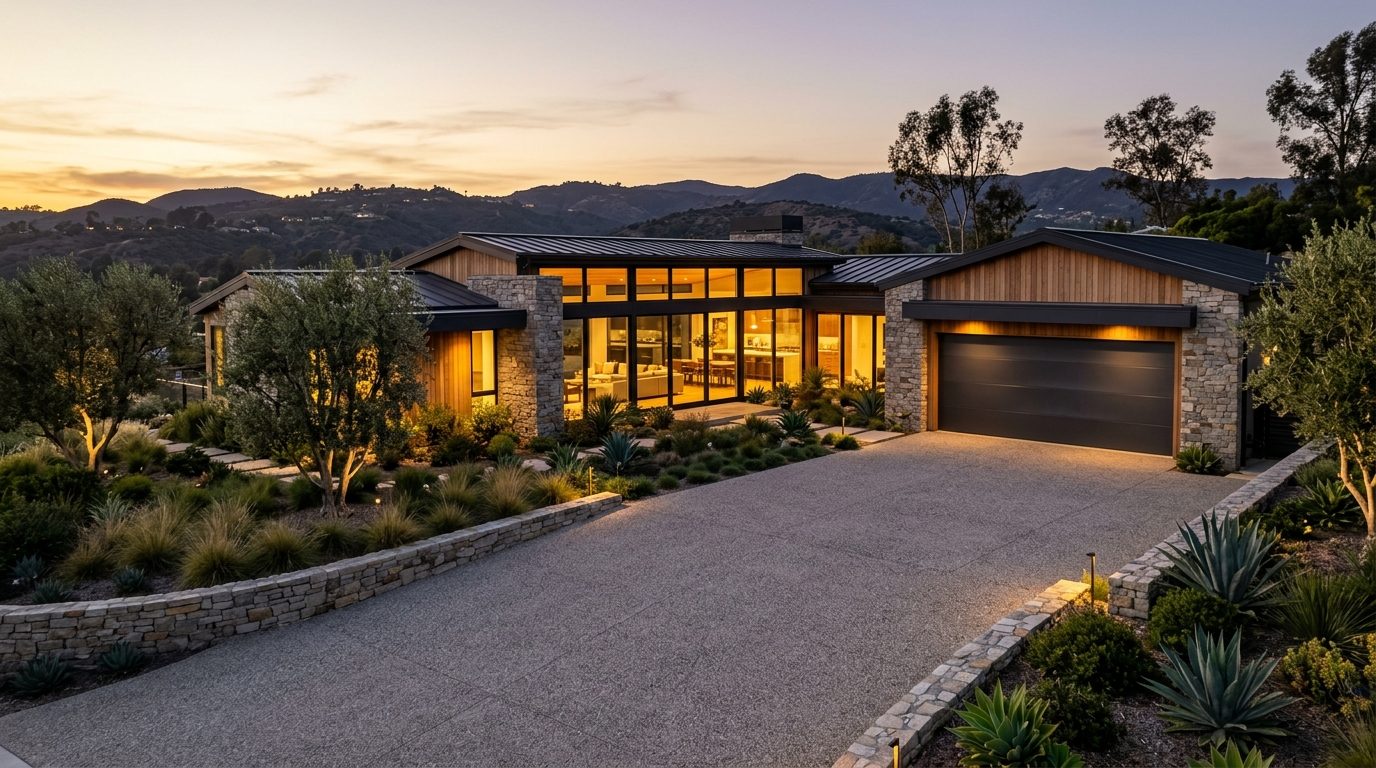 Belanger Garage Door Service Exterior Closed Garage Door at Twilight